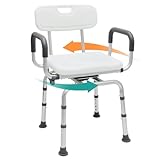 PETKABOO 360 Degree Shower Chair Swivel,Portable Seat with Armrests and Back, Adjustable Height Seat for Bathtub (White1)