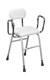 Drive Medical 12455 Adjustable Height Stool with Back and Arms White