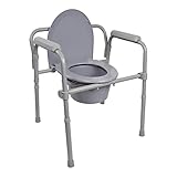 McKesson Folding Commode Chair with 7.5 qt Bucket, 350 lbs Weight Capacity, 13 1/2 in Seat Width, Adjustable Height, 1 Count
