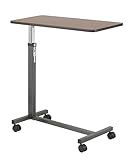 Drive Medical 13067 Non Tilt Top Overbed Table with Wheels, BedSide Table, Adjustable Overbed Rolling Table, Adjustable Standing Desk or Hospital Tray Table with Secure Height Adjustment, Silver Vein