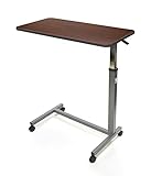 Invacare 6417 Hospital Style Overbed Table with Auto-Touch Adjustable Height and Wheel for Beds and Bedside, Brown, 0.75" Height, 15" Width, 30" Length