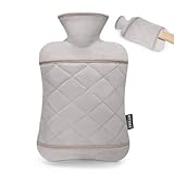 BYXAS Hot Water Bottle with Hand Pocket Cover–2.0L BPA Free PVC Water Bag, Odorless Superior Material, Grey