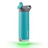 Hidrate Spark TAP Smart Water Bottle – Insulated Stainless Steel – Tap Phone to Track Water Intake, LED Glow Reminder When You Need to Drink – Straw Lid, 20 oz, Scuba