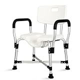 HEINSY Widened Shower Chair with Armrests and Back - Upgraded U-Shaped Shower Seat for Elderly, Handicap, Disabled, Seniors & Pregnant - Supports Up to 350 lbs