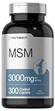 Horbäach MSM Supplement | 3000mg | 300 Coated Caplets | Methylsulfonylmethane with Calcium | Vegetarian, Non-GMO, Gluten Free