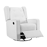 Bond with Your Baby, Relax in Style with Odelia 360° Swivel Glider Rocker Recliner, Nursery Breastfeeding Maternity Chair with Plush Cushioning, Soothing Rocking Motion, Microfiber - Bright White