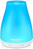 InnoGear Essential Oil Diffuser, Premium 5-in-1 Diffusers for Home Scent Aromatherapy Diffuser Air Desk Humidifier for Bedroom Large Room Office 7 Color LED 2 Mist Mode Waterless Auto Off, Basic White