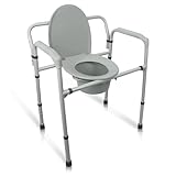 Vive Bariatric Bedside Commode 500 lb Capacity- Folding 3n1 Toilet Chair, Portable Extra Wide Seat with Bucket Splash Guard, Heavy Duty Adult Bathroom, Pail Fits Standard Disposable Liner Bag, Nonslip