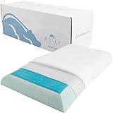 Belly Sleeper Pillow - Thin, Flat, & Ergonomic Pillows for Sleeping and Cervical Neck Alignment - Cooling Gel Memory Foam Pillow with Cover - Stomach Sleeper Pillow with Cool Gel Topper by Belly Sleep