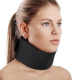 Soft Foam Neck Brace Universal Cervical Collar, Adjustable Support Brace for Sleeping - Relieves Pain and Spine Pressure, Neck Collar After Whiplash or Injury (Black, 3" Depth, M)