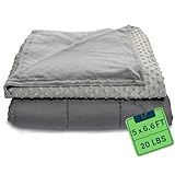 Quility Weighted Blanket for Adults - 20 LB Queen Size Heavy Blanket for Cooling & Heating - 100% Cotton Big Blanket w/ Glass Beads, Machine Washable Blankets - 60'x80', Grey