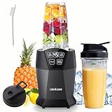 Liebe & Lecker Personal Blender with 1200W-Peak-Watts, Smoothie Blender Smart technology for Frozen Drinks, Shakes, Smoothies & Sauces, with two 28-oz To-go Cups & Spout Lids, Black