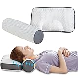 GOHOME Cervical Neck Roll Pillow for Pain Relief Sleeping, Memory Foam Bolster Cylinder Orthopedic Pillow Ergonomic Support for Bed Legs Back Lumbar and Yoga