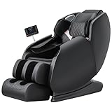 Massage Chair Full Body Recliner - Zero Gravity with Heat and Shiatsu Massage Office Chair Sl Track Intelligent Body Detection LCD Touch Screen Display Bluetooth Speaker Airbags Foot Rollers (Black)