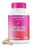 Pink Stork PMS Supplement for Women - Vitex, Ashwagandha, Maca Root & 10 Vitamins & Minerals to Support Hormone Balance, Mood, Bloating, Period Regularity - 60 Capsules