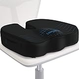 TushGuard Seat Cushion for Office Desk Chair, Memory Foam, Non-Slip, Cushion Back, Coccyx, Sciatica, Tailbone Pain Relief Butt Pillow for Car, Wheelchair, Black