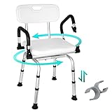 360 ° Swivel Shower Chair,Swivel Seat Shower Stool,Portable Shower Chair with Adjustable Height,Shower Chair with Arms and Back,for Elderly,Handicap & Seniors up to 400LBS(Upgraded Version)