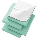 Incontinence Bed Pads - 4 Pack 34"x36" Reusable Waterproof Mattress Protectors - Highly Absorbent, Machine Washable - for Children, Pets and Seniors - Green - Royal Care