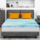 Mattress Topper Queen, 2 Inch Gel Memory Foam Bed Topper for Queen Size Bed, CertiPUR-US Certified, Blue
