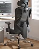 Hbada P3 Ergonnomic Office Chair with 2D Adjustable Lumbar Support, Office Chair with Adjustable Headrest and Armrest, 145° Stepless Tilt Function, Thick Seat Cushion, Black(No Footrest)