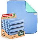IMPROVIA® Washable Underpads, 34" x 36" (Pack of 4) - Heavy Absorbency Reusable Bedwetting Incontinence Pads for Kids, Adults, Elderly, and Pets - Waterproof Protective Pad for Bed, Couch, Sofa, Floor