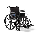 Medline Comfortable Folding Wheelchair with Swing-Back Desk-Length Arms and Swing-Away Footrests, 18”W x 16X”D Seat