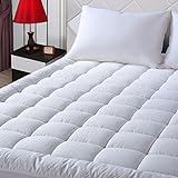 EASELAND Queen Size Mattress Pad Pillow Top Mattress Cover Quilted Fitted Mattress Protector Cotton Top Stretches up 8-21" Deep Pocket Cooling Mattress Topper (60x80 inch, White)