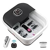 iFedio Collapsible Foot Spa with Heat and Remote Control and Jets,Pedicure Foot Spa with 6 Massage Rollers,Foot Soak Tub with Temperature Control,Timer,Bubbles and Vibration (Black)