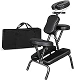 Nova Microdermabrasion Portable Massage Chair Foldable Tattoo Therapy Chair 4 Inches Thickness Sponge Face Cradle Spa Salon Massage Chair (Black)