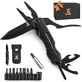 THE FRONT Multitool Knife, Pocket Knife, 13 in 1 Multi tool Folding Utility Plier, Bottle Opener Saw Screwdrivers Bottle Opener, for Camping Survival Hunting Fishing Hiking, Gifts for Men Dad