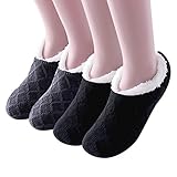 Ninecoo Women Winter Soft Thick Warm Cozy Fuzzy Fleece-lined Christmas Grippers Slipper Socks Thermal Double Layer Ankle