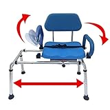 Platinum Health Carousel Sliding Shower Chair Tub Transfer Bench with Swivel Seat, Premium Padded, Pivoting Arms, Adjustable Space Saving Design for Tubs, Inside Shower, for Handicap & Seniors, Blue