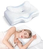 Osteo Cervical Pillow for Neck Pain Relief, Hollow Design Odorless Memory Foam Pillows with Cooling Case, Adjustable Orthopedic Bed Pillow for Sleeping, Contour Support for Side Back Sleepers