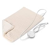 Pure Enrichment® PureRadiance™ Luxury Heating Pad for Cramps, Back, Neck, & Shoulder Pain Relief, Patented Design, Soft Faux Fur & Micromink, 6 Heat Settings, Machine Washable, 12”x24” (Golden Sands)