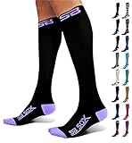 SB SOX Compression Socks (20-30mmHg) for Men & Women – Best Compression Socks for All Day Wear, Better Blood Flow, Swelling! (X-Large, Black/Purple)
