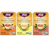 Yogi Tea Energy Variety 3 Pack-Organic Sampler-Includes Bright Peach Positive Energy, Sweet Tangerine Positive Energy & Vanilla Spice Perfect Energy
