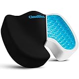 CloudBliss Office Chair Seat Cushion - Gel Enhanced Memory Foam & Suede Cover - Back, Sciatica, Tailbone & Coccyx Pain Relief, for Office Chair, Car Seat, Train/Plane Seat (Black, Large)