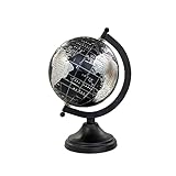 Rely+ 5' World Globe With Sturdy Metal Stand (NOT PLASTIC!) - Desktop Globe For Home Desk Table Office Decor - Book Shelf Decor Globe - 5 Inch - Metallic Black