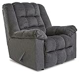 Signature Design by Ashley Drakestone Tufted Manual Rocker Recliner with Lumber Heat and Massage, Gray