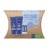NIVEA Moisturizing Must-Haves Skin Care Set, Essentially Enriched Hand Cream with Almond Oil and Shea Butter, 2.6 Oz Tube (Pack of 2) + Moisture Lip Care Lip Balm, 0.17 Oz Stick (Pack of 2)