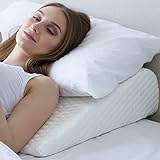 Bed Wedge Pillow | Unique Curved Design for Multi Position Use | Memory Foam Wedge Pillow for Sleeping | Works for Back Support, Leg, Knee | includes Cover Plus Extra Sheet (White)