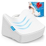 ZIKEE Knee Pillow for Side Sleeper, Memory Foam Leg Pillow Designed for Americans, Cooling Pillow with Ergonomic Design for Sciatica, Hip & Back, Knees Joints Pain Relief, 2 Washable Pillowcases White