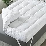 WhatsBedding 5 Inch Goose/Duck Feather Bed, Extra Thick Mattress Topper Twin Size, 100% Cotton 2500 GSM Overfilled Pillow Top, Hotel Collection Mattress Topper, 39x75 in