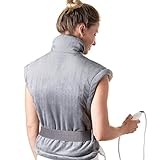 Pure Enrichment® PureRelief® XL Extra-Long Back & Neck Heating Pad, Safe Heat Therapy for Sore Muscles, Pain, & Cramps in Neck, Back, & Shoulders, 4 Heat Settings w/Auto Shut-Off, Soft Fabric (Gray)