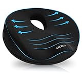 SAHEYER Donut Pillow for Tailbone Pain Relief and Hemorrhoids, Memory Foam Donut Cushion for Sciatica Nerve, Seat Cushion Butt Pillow for Men Women at Home Office Chair Car Long Sitting Comfort, Black