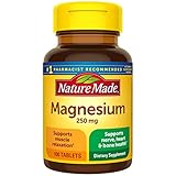 Nature Made Magnesium Oxide 250 mg, Magnesium Supplement for Muscle, Heart, Bone and Nerve Health Support, 100 Tablets, 100 Day Supply