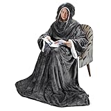 Tirrinia Sherpa Hood Wearable Blanket for Adult Women and Men, Super Soft Comfy Warm Plush Throw with Sleeves TV Blanket Wrap Robe Hoodie Cover for Lounge Chair Couch 72' x 55' Grey