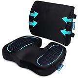 Orthopedic Memory Foam Seat Cushion and Lumbar Support for Office Chairs - Relieves Back Pain
