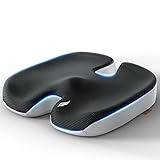 TOP COMFORT Orthopedic Patented Seat Cushion, Develop & Designed by Doctor for Sciatica, Coccyx, Back & Tailbone Pressure & Pain Relief Memory Foam & Gel Pillow for Office, Car, Desk Chair (Black)