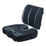 Sleepavo Memory Foam Seat Cushion for Office Chair-Orthopedic Back and Butt Pillow for Sciatica Tailbone Coccyx Hip Pain Relief for Sitting, Gaming, Desk, Car, Airplane-Padded Lumbar Support Pillow